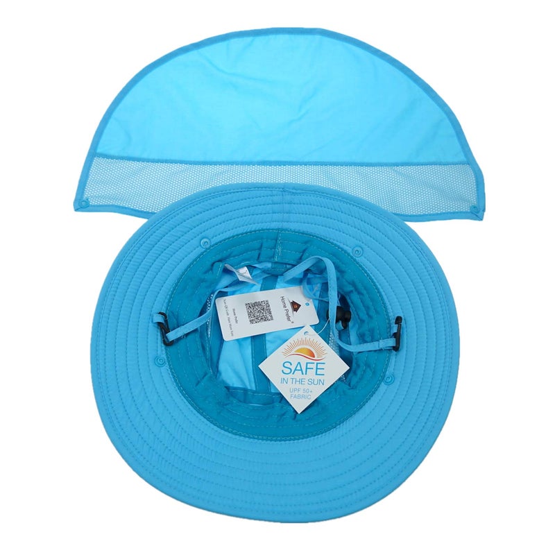 Home Prefer UPF 50+ Boys Sun Hat with Neck Flap Summer Beach Hat Kids Safari Hat (Aqua Blue) - Image 4